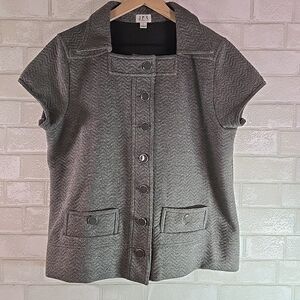 JPR Separates Button Down Short Sleeve Vest Jacket Blouse Business Casual Large